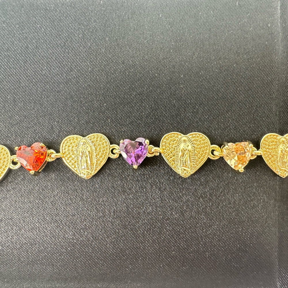 NWT Retail $179.99SAINT Holy Bracelet Heart Jewel Gem Gold Fill Tone Extender‎